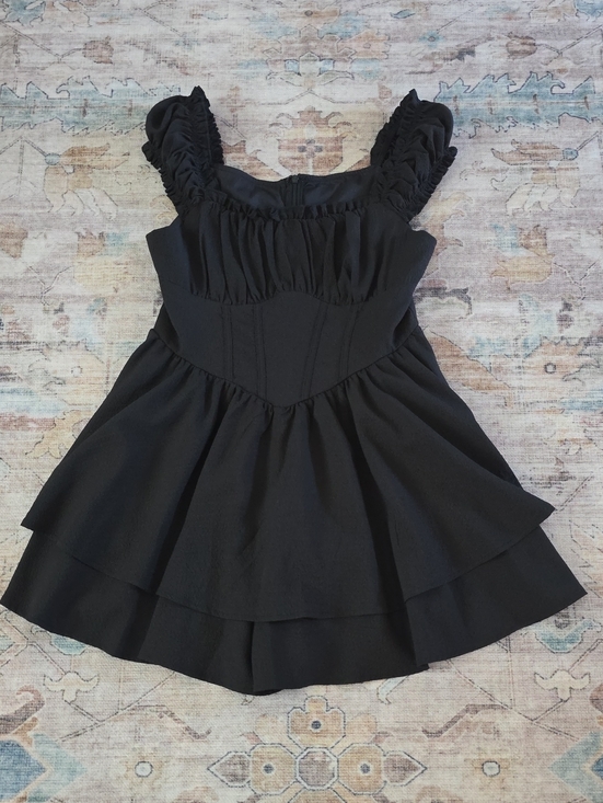 SHEIN Dresses & Skirts - SHEIN Black Ruffled Strap Tiered Mini Dress